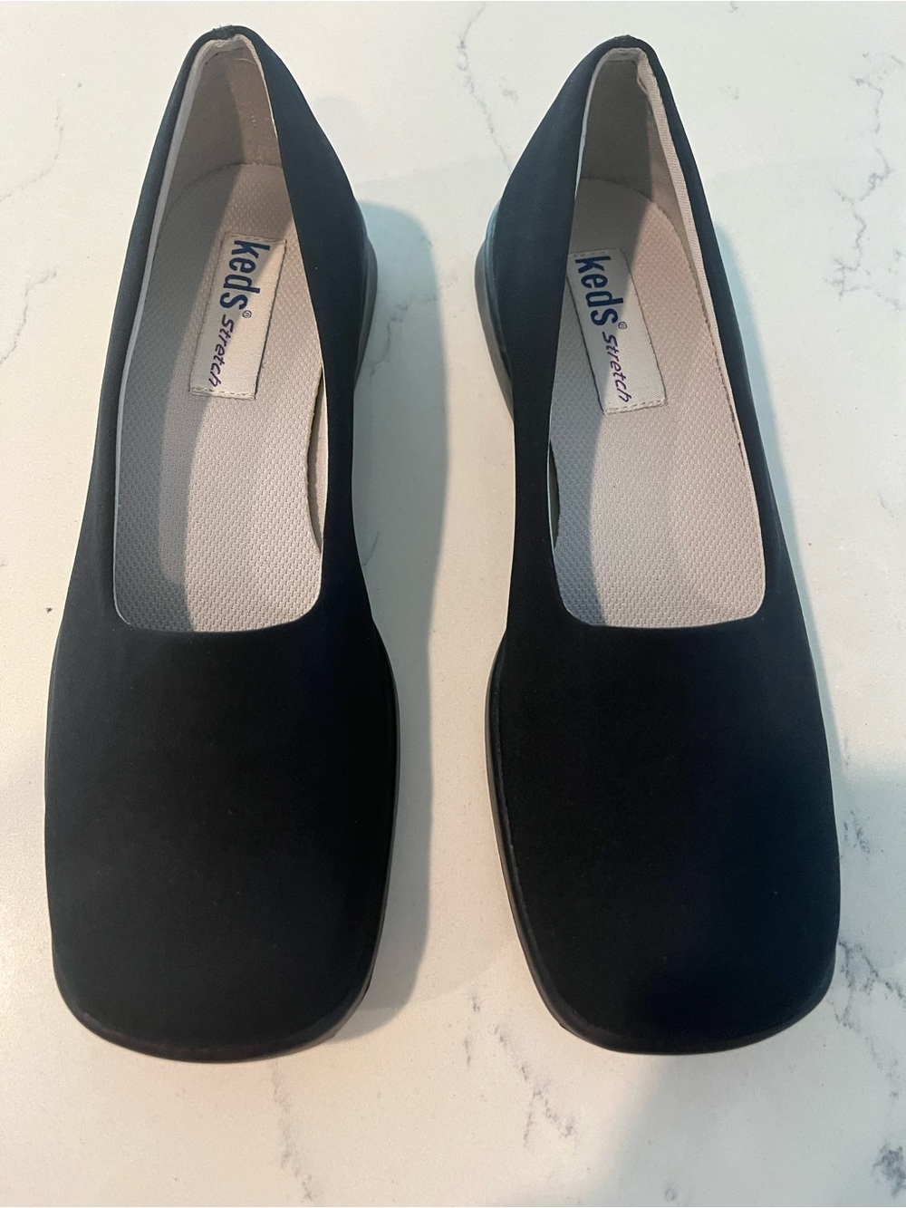 Keds Black Women's Stretch Slip-On Square-Toe Flats